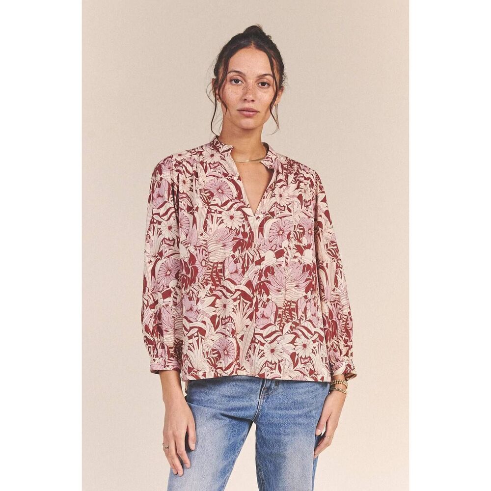 TROVATA BAILEY BLOUSE - CANELA PALM XS $238